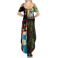 Ska Two Tone Family Matching Summer Maxi Dress and Hawaiian Shirt with Colorful Checkerboard Music Art Carnival Festival - Wonder Print Shop