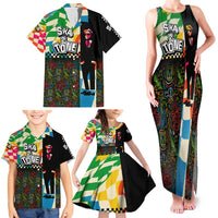 Ska Two Tone Family Matching Tank Maxi Dress and Hawaiian Shirt with Colorful Checkerboard Music Art Carnival Festival - Wonder Print Shop