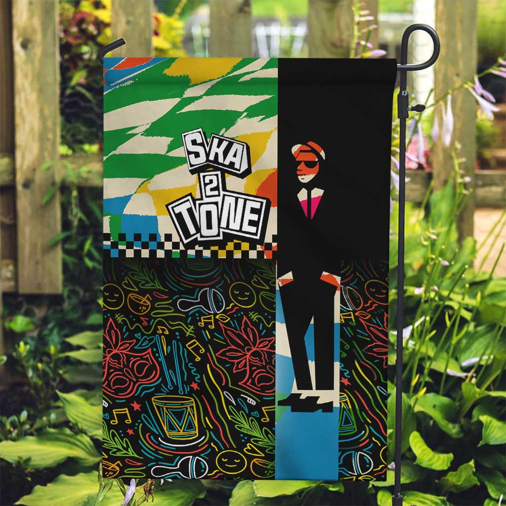 Ska Two Tone Garden Flag with Colorful Checkerboard Music Art Carnival Festival - Wonder Print Shop
