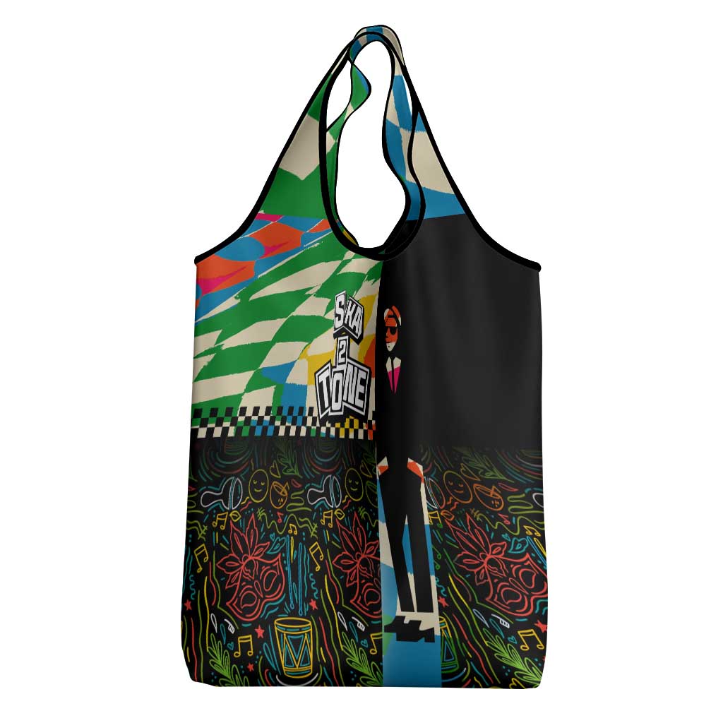 Ska Two Tone Grocery Bag with Colorful Checkerboard Music Art Carnival Festival - Wonder Print Shop