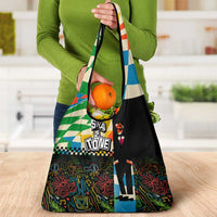 Ska Two Tone Grocery Bag with Colorful Checkerboard Music Art Carnival Festival - Wonder Print Shop