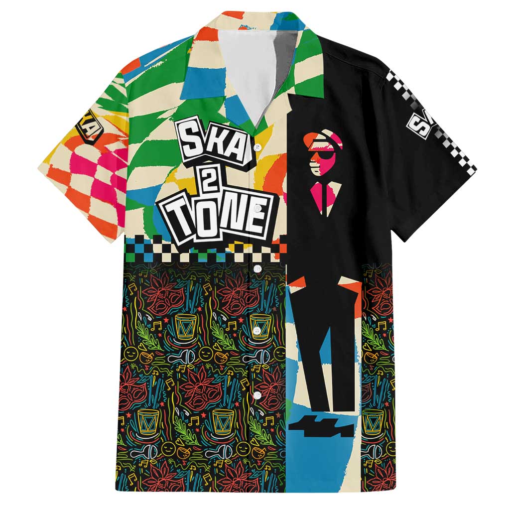 Ska Two Tone Hawaiian Shirt with Colorful Checkerboard Music Art Carnival Festival - Wonder Print Shop