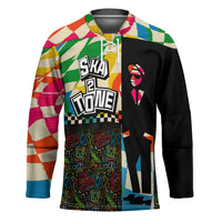 Ska Two Tone Hockey Jersey with Colorful Checkerboard Music Art Carnival Festival - Wonder Print Shop