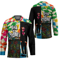 Ska Two Tone Hockey Jersey with Colorful Checkerboard Music Art Carnival Festival - Wonder Print Shop