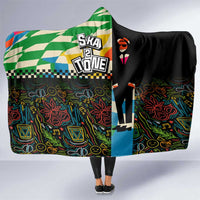 Ska Two Tone Hooded Blanket with Colorful Checkerboard Music Art Carnival Festival - Wonder Print Shop
