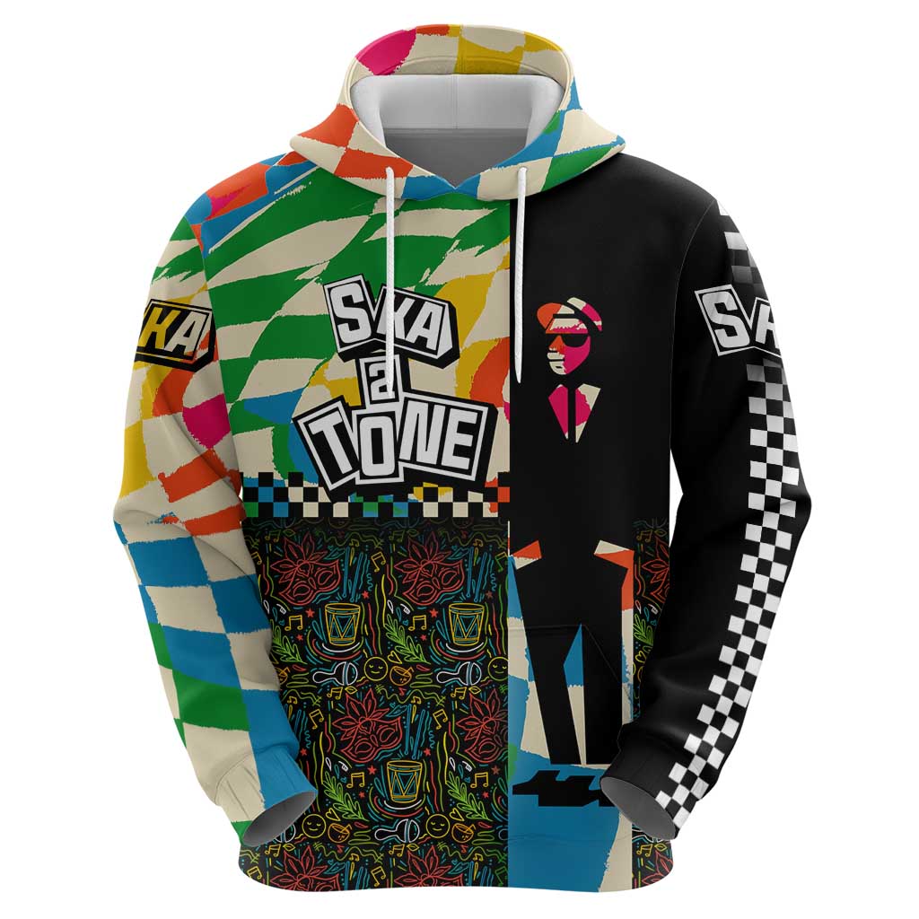 Ska Two Tone Hoodie with Colorful Checkerboard Music Art Carnival Festival - Wonder Print Shop