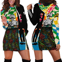 Ska Two Tone Hoodie Dress with Colorful Checkerboard Music Art Carnival Festival - Wonder Print Shop