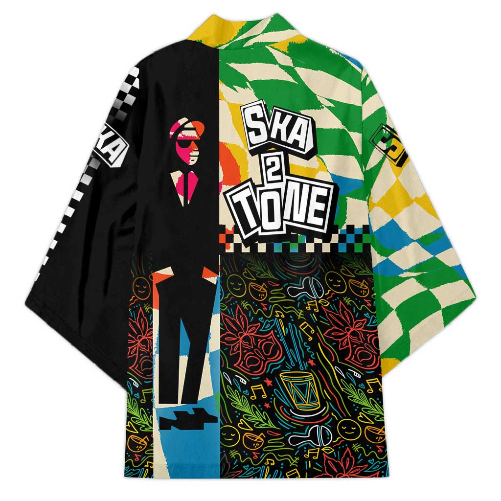 Ska Two Tone Kimono with Colorful Checkerboard Music Art Carnival Festival - Wonder Print Shop