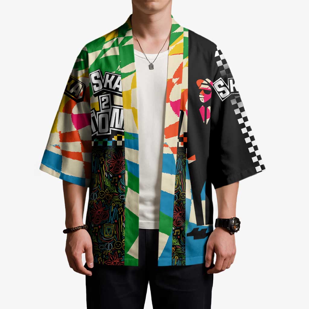 Ska Two Tone Kimono with Colorful Checkerboard Music Art Carnival Festival - Wonder Print Shop