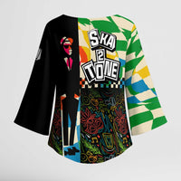 Ska Two Tone Kimono Sleeve Blouse with Colorful Checkerboard Music Art Carnival Festival - Wonder Print Shop