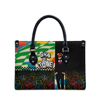 Ska Two Tone Leather Bag with Colorful Checkerboard Music Art Carnival Festival - Wonder Print Shop