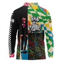 Ska Two Tone Long Sleeve Polo Shirt with Colorful Checkerboard Music Art Carnival Festival - Wonder Print Shop