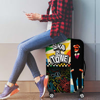 Ska Two Tone Luggage Cover with Colorful Checkerboard Music Art Carnival Festival - Wonder Print Shop