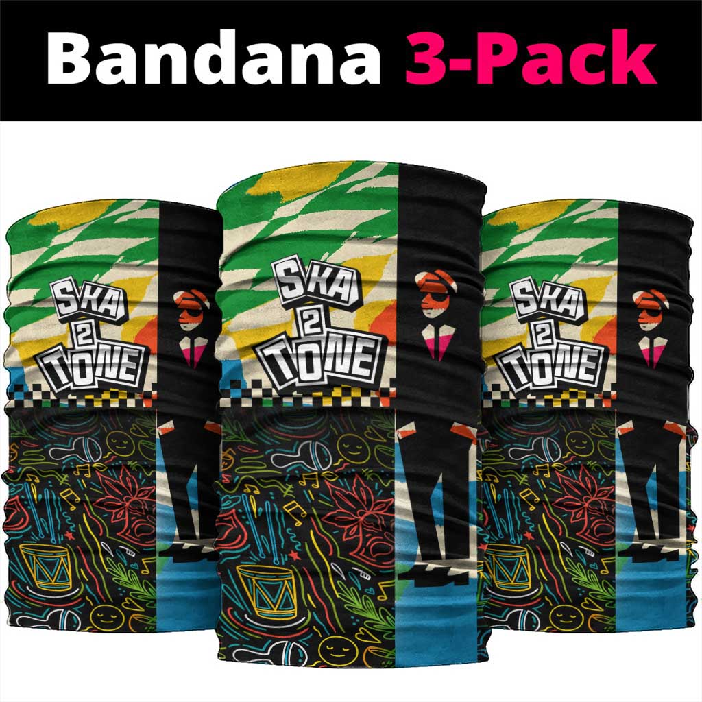 Ska Two Tone Neck Gaiter with Colorful Checkerboard Music Art Carnival Festival - Wonder Print Shop