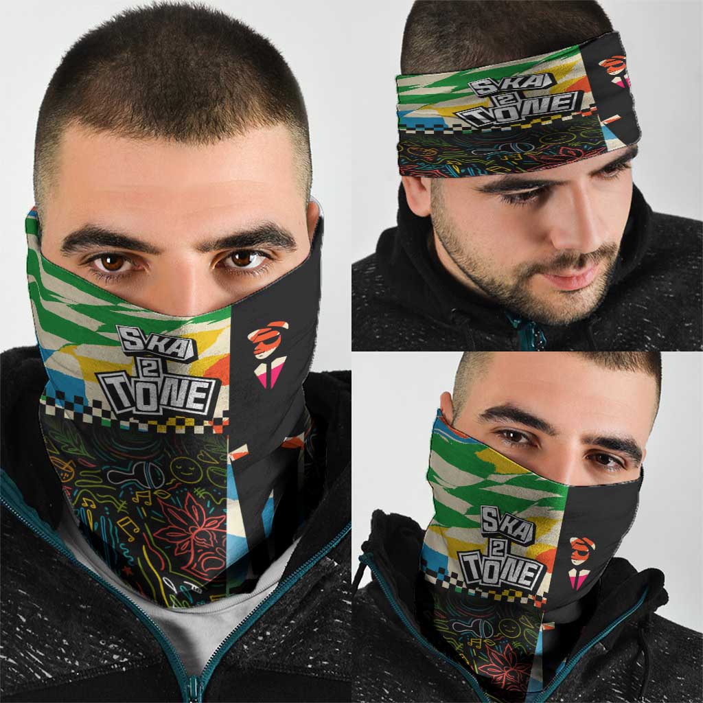 Ska Two Tone Neck Gaiter with Colorful Checkerboard Music Art Carnival Festival - Wonder Print Shop