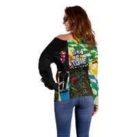 Ska Two Tone Off Shoulder Sweater with Colorful Checkerboard Music Art Carnival Festival - Wonder Print Shop