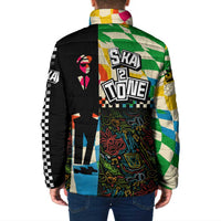 Ska Two Tone Padded Jacket with Colorful Checkerboard Music Art Carnival Festival - Wonder Print Shop