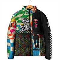 Ska Two Tone Padded Jacket with Colorful Checkerboard Music Art Carnival Festival - Wonder Print Shop