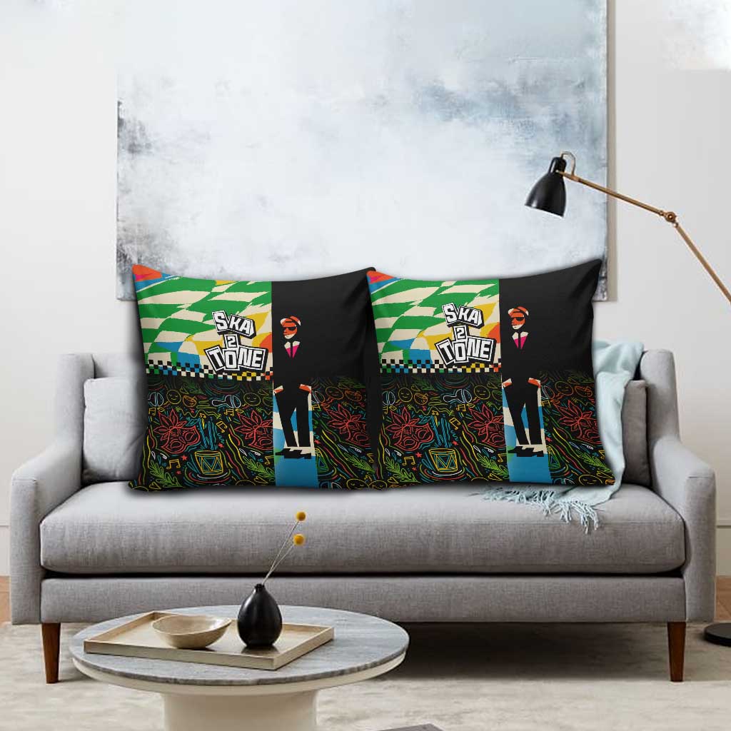 Ska Two Tone Pillow Cover with Colorful Checkerboard Music Art Carnival Festival - Wonder Print Shop