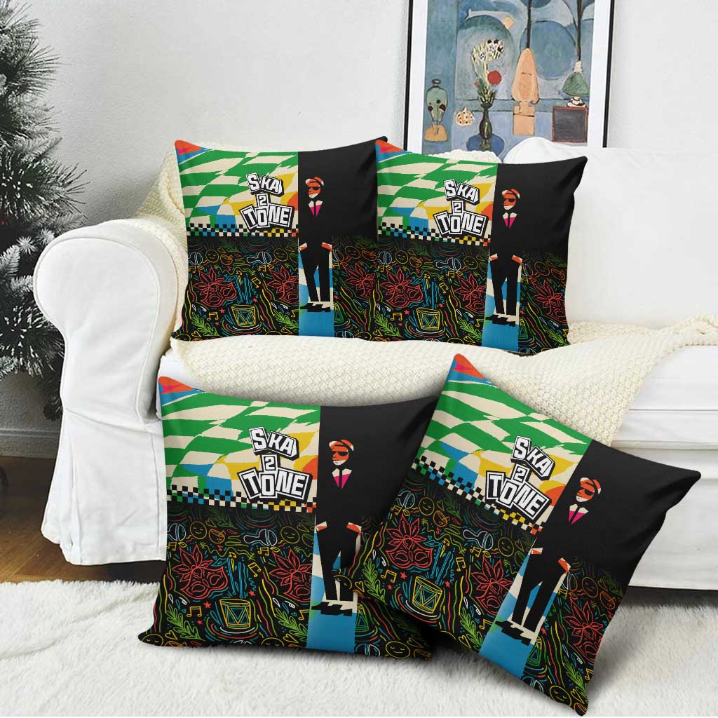 Ska Two Tone Pillow Cover with Colorful Checkerboard Music Art Carnival Festival - Wonder Print Shop