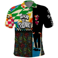 Ska Two Tone Polo Shirt with Colorful Checkerboard Music Art Carnival Festival - Wonder Print Shop