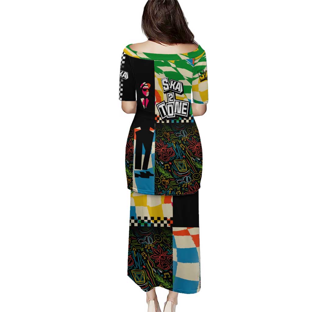 Ska Two Tone Puletasi with Colorful Checkerboard Music Art Carnival Festival - Wonder Print Shop