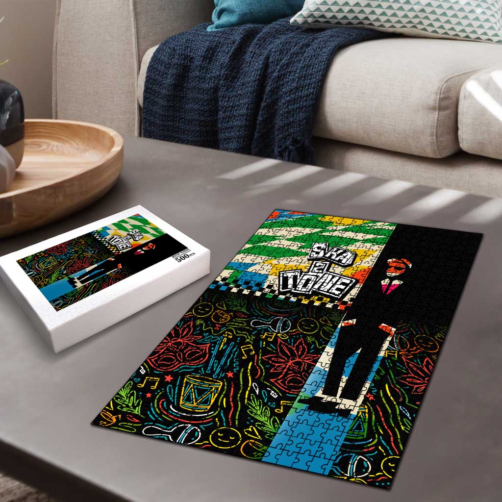 Ska Two Tone Puzzle with Colorful Checkerboard Music Art Carnival Festival - Wonder Print Shop
