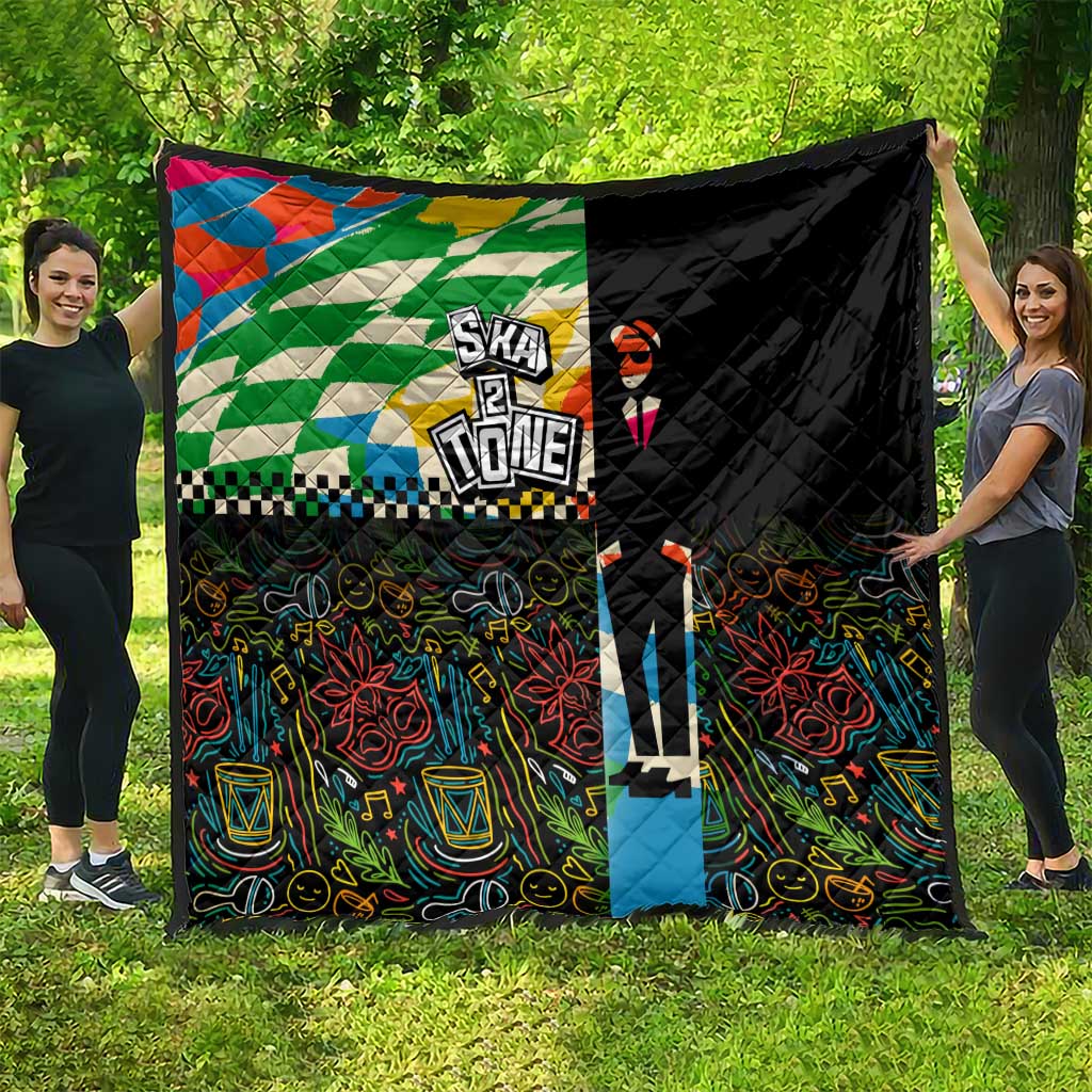 Ska Two Tone Quilt with Colorful Checkerboard Music Art Carnival Festival - Wonder Print Shop