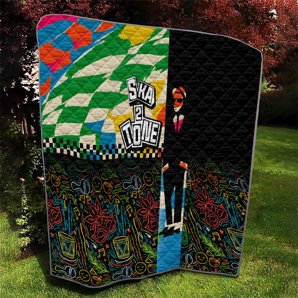 Ska Two Tone Quilt with Colorful Checkerboard Music Art Carnival Festival - Wonder Print Shop