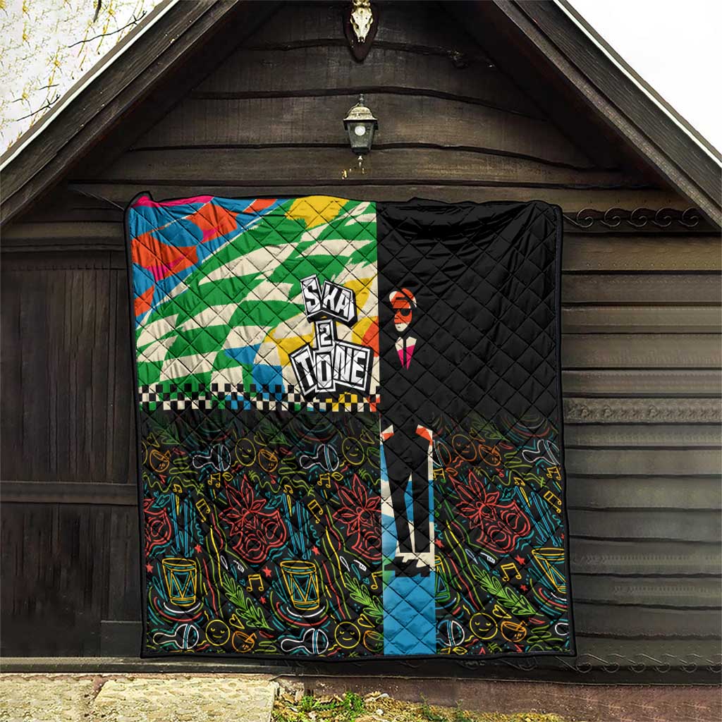 Ska Two Tone Quilt with Colorful Checkerboard Music Art Carnival Festival - Wonder Print Shop