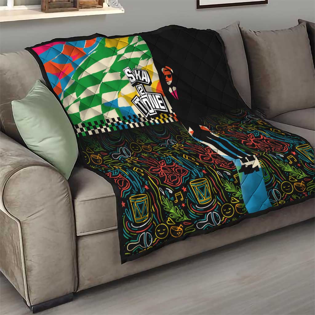 Ska Two Tone Quilt with Colorful Checkerboard Music Art Carnival Festival - Wonder Print Shop