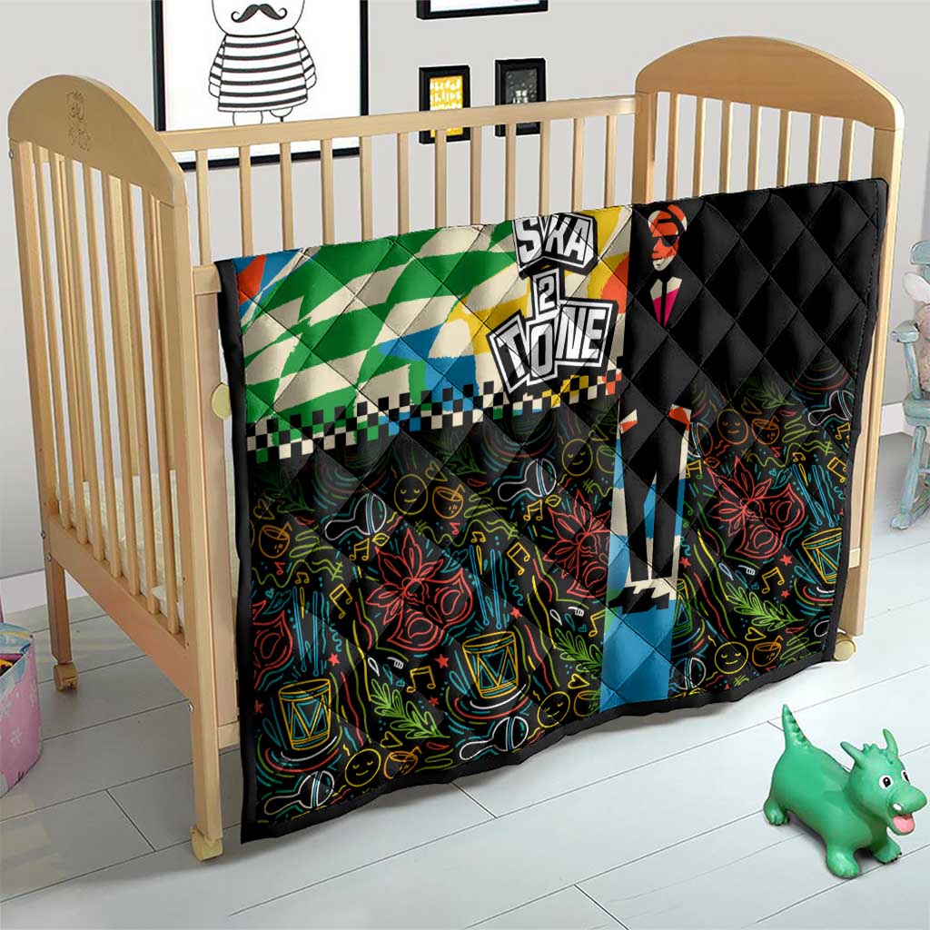 Ska Two Tone Quilt with Colorful Checkerboard Music Art Carnival Festival - Wonder Print Shop