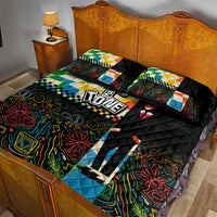 Ska Two Tone Quilt Bed Set with Colorful Checkerboard Music Art Carnival Festival - Wonder Print Shop