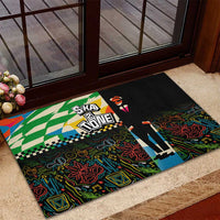 Ska Two Tone Rubber Doormat with Colorful Checkerboard Music Art Carnival Festival - Wonder Print Shop
