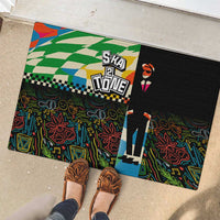 Ska Two Tone Rubber Doormat with Colorful Checkerboard Music Art Carnival Festival - Wonder Print Shop