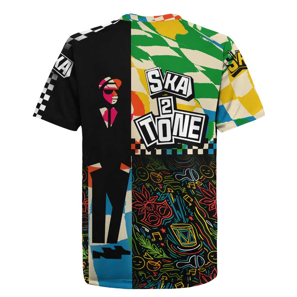 Ska Two Tone Rugby Jersey with Colorful Checkerboard Music Art Carnival Festival - Wonder Print Shop