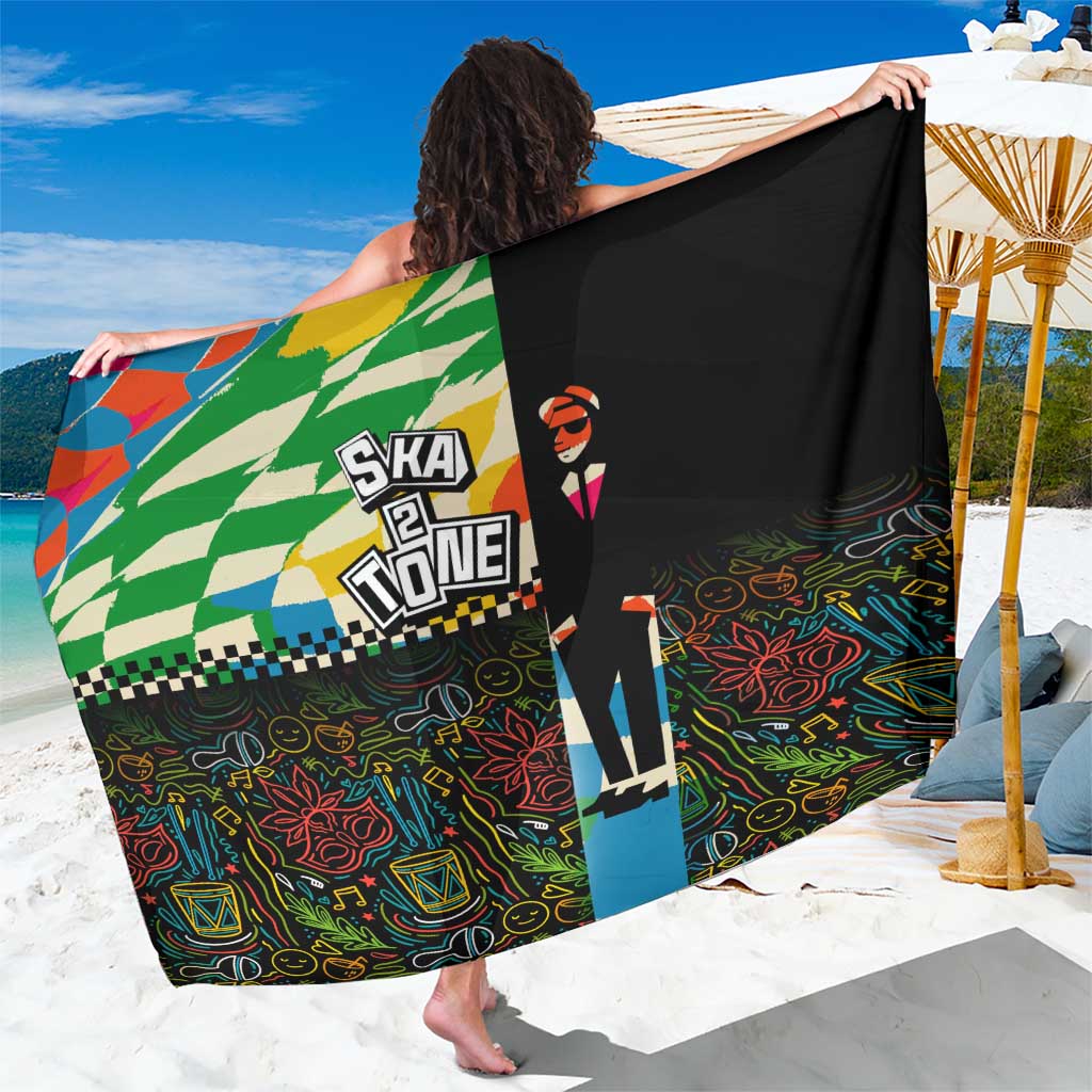 Ska Two Tone Sarong with Colorful Checkerboard Music Art Carnival Festival - Wonder Print Shop