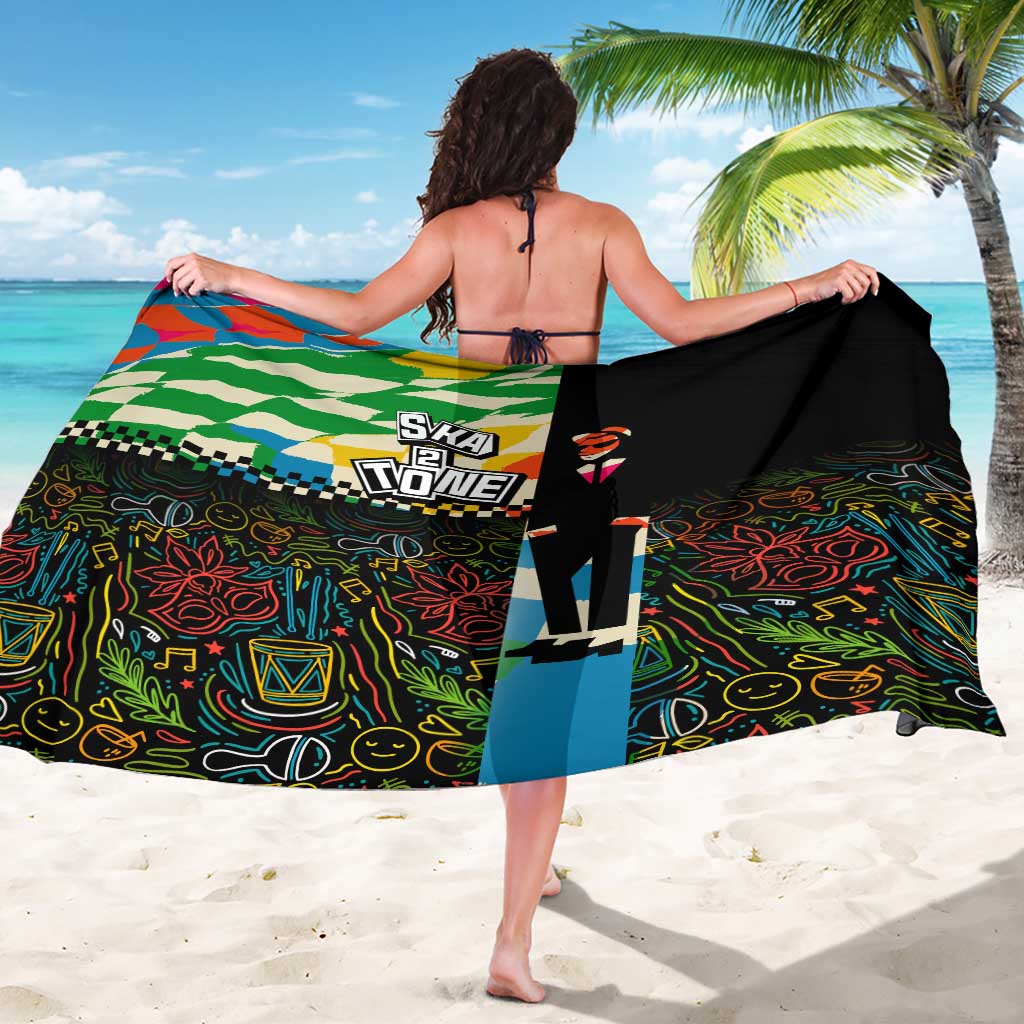 Ska Two Tone Sarong with Colorful Checkerboard Music Art Carnival Festival - Wonder Print Shop