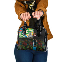 Ska Two Tone Shoulder Handbag with Colorful Checkerboard Music Art Carnival Festival - Wonder Print Shop