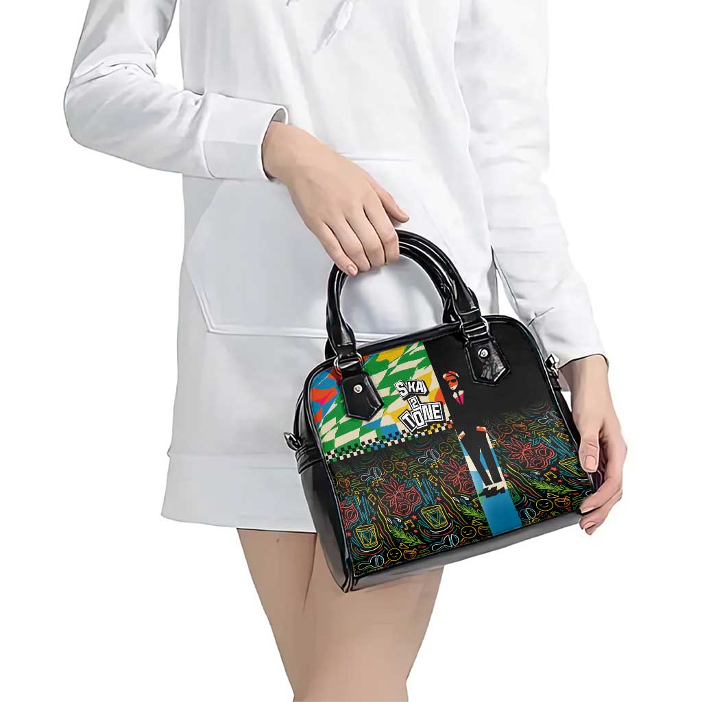 Ska Two Tone Shoulder Handbag with Colorful Checkerboard Music Art Carnival Festival - Wonder Print Shop