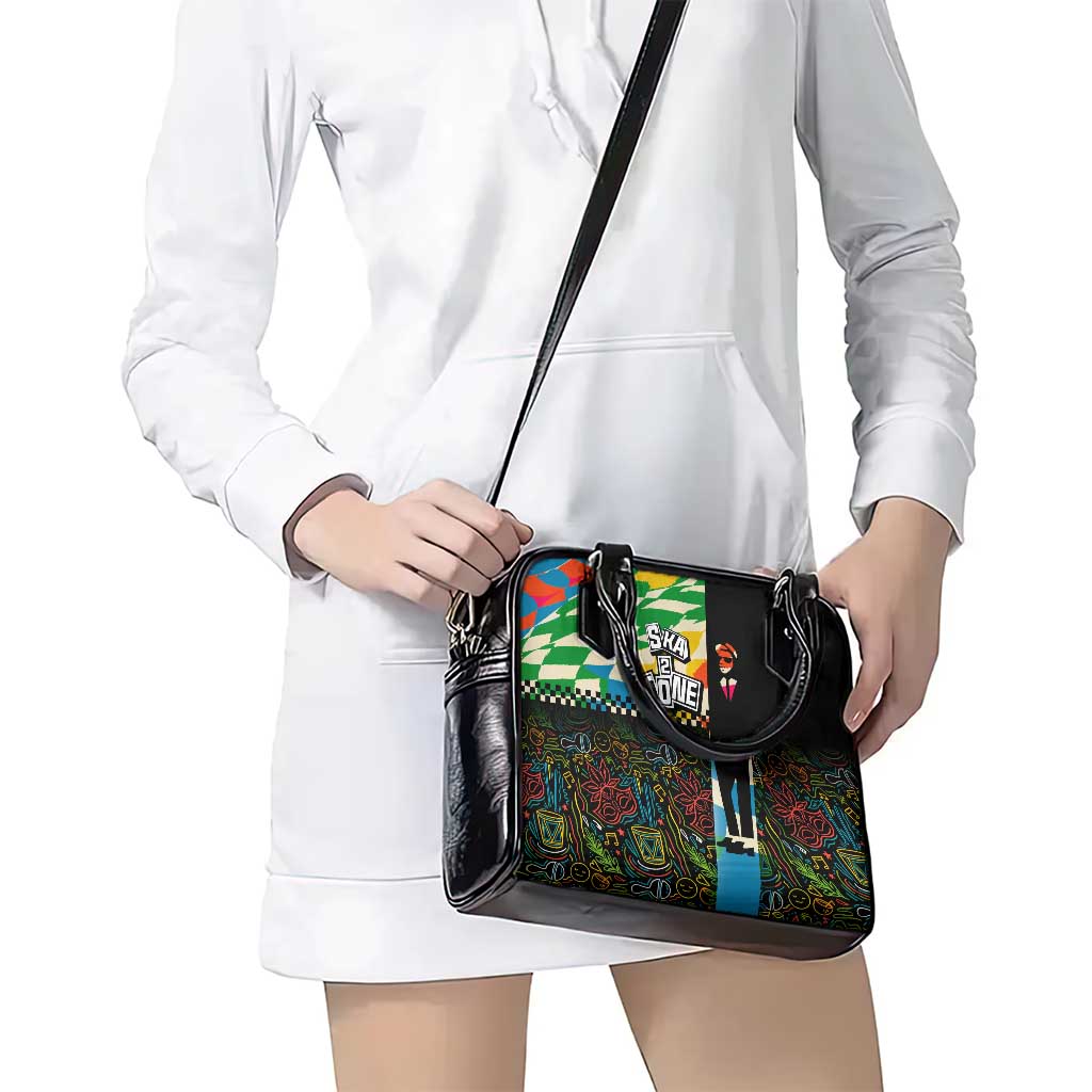 Ska Two Tone Shoulder Handbag with Colorful Checkerboard Music Art Carnival Festival - Wonder Print Shop