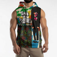 Ska Two Tone Sleeveless Hoodie with Colorful Checkerboard Music Art Carnival Festival - Wonder Print Shop