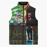 Ska Two Tone Sleeveless Puffer Jacket with Colorful Checkerboard Music Art Carnival Festival - Wonder Print Shop