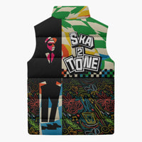 Ska Two Tone Sleeveless Puffer Jacket with Colorful Checkerboard Music Art Carnival Festival - Wonder Print Shop