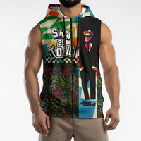 Ska Two Tone Sleeveless Zip Hoodie with Colorful Checkerboard Music Art Carnival Festival - Wonder Print Shop