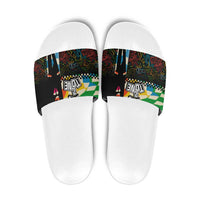 Ska Two Tone Slide Sandals with Colorful Checkerboard Music Art Carnival Festival - Wonder Print Shop
