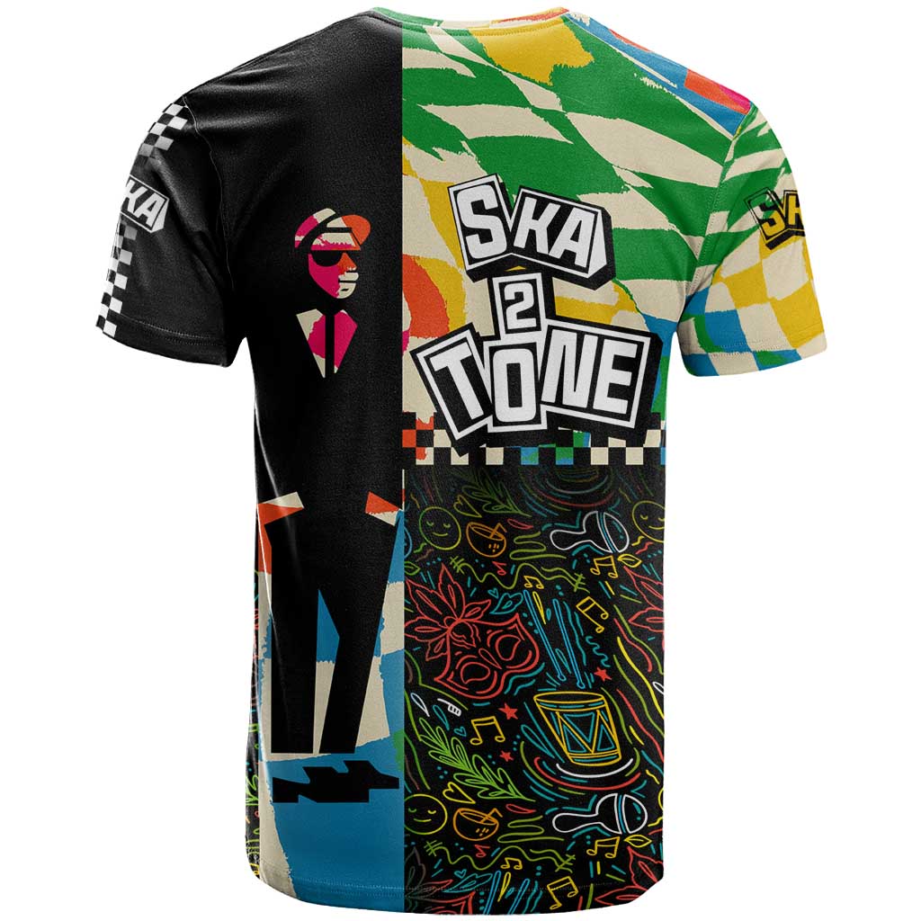 Ska Two Tone T Shirt with Colorful Checkerboard Music Art Carnival Festival - Wonder Print Shop