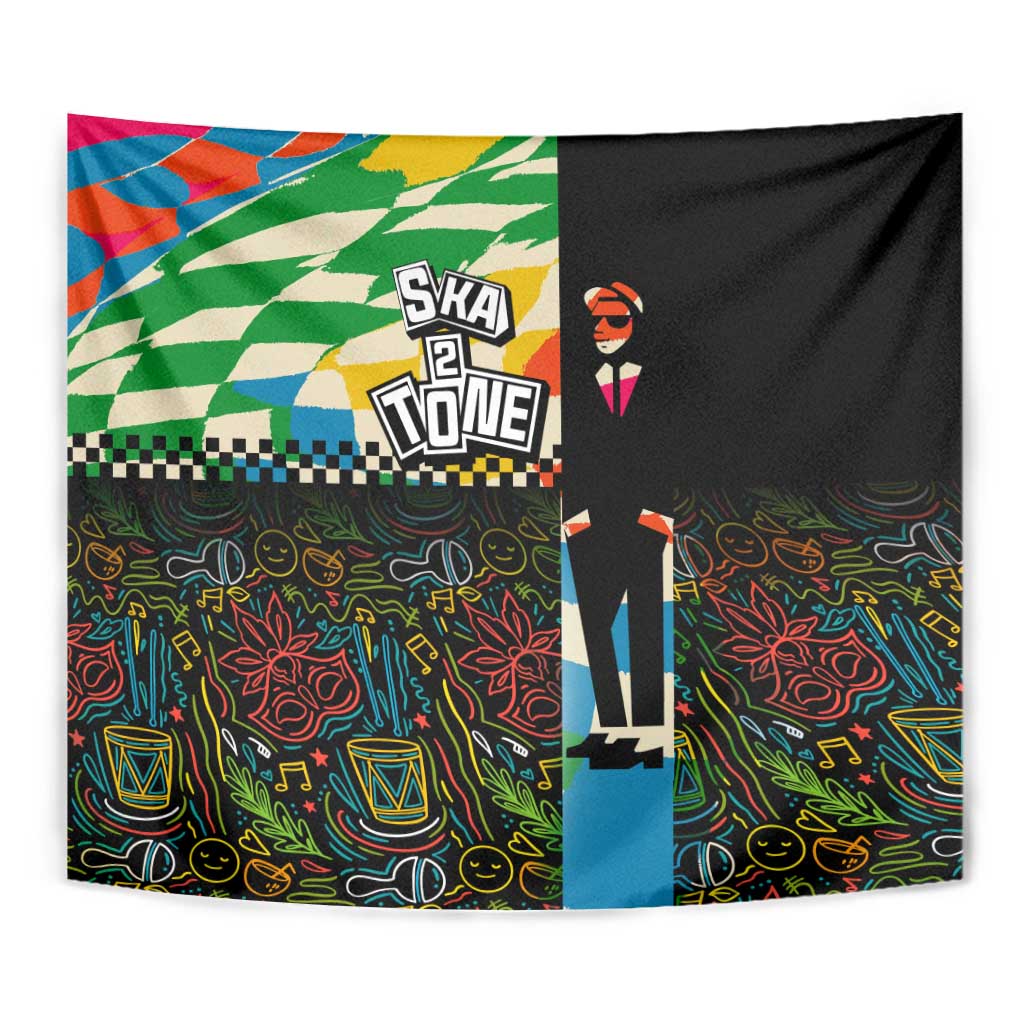 Ska Two Tone Tapestry with Colorful Checkerboard Music Art Carnival Festival - Wonder Print Shop