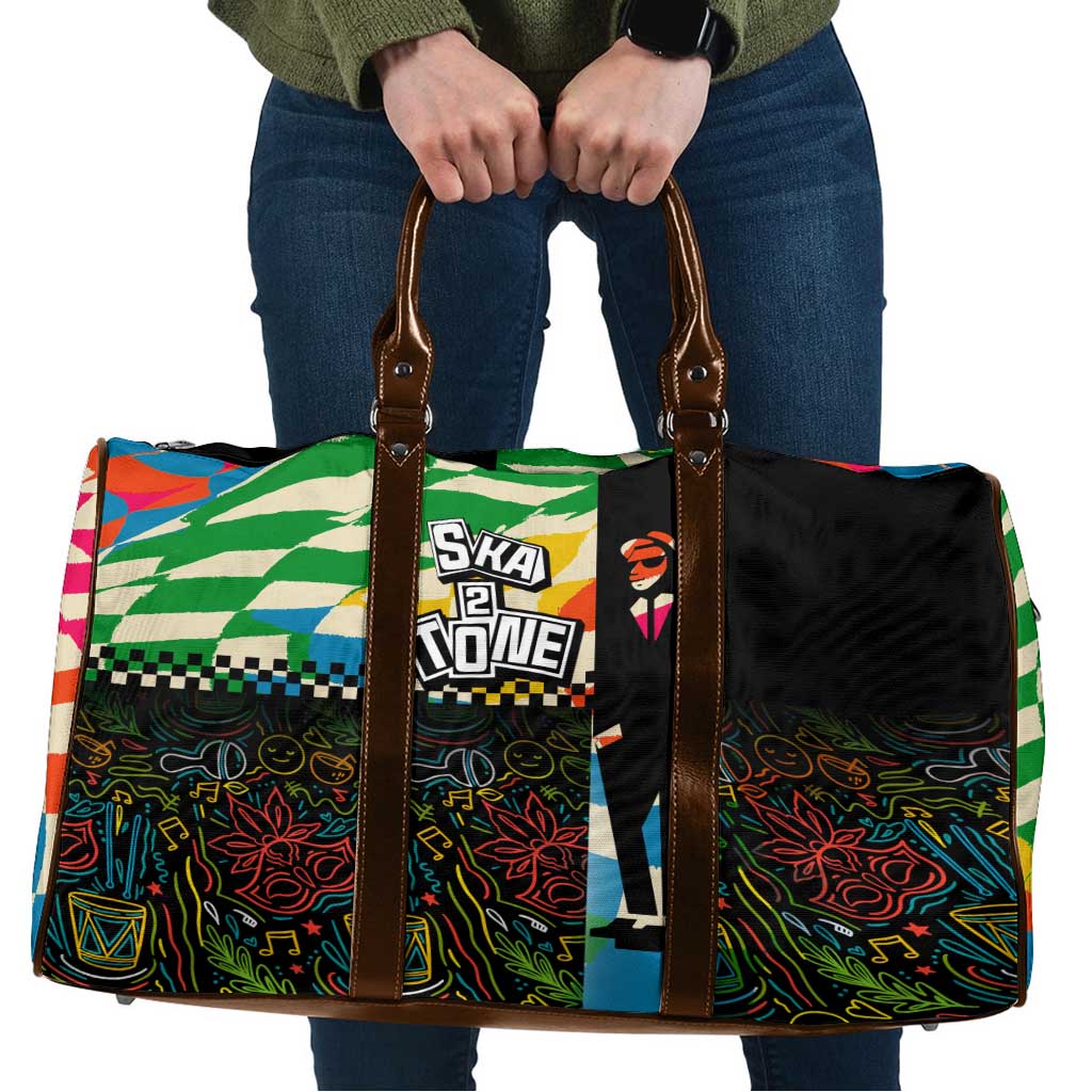Ska Two Tone Travel Bag with Colorful Checkerboard Music Art Carnival Festival - Wonder Print Shop