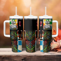 Ska Two Tone Tumbler With Handle with Colorful Checkerboard Music Art Carnival Festival - Wonder Print Shop